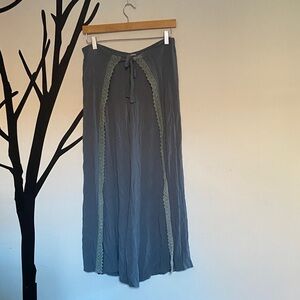 Vanilla Star boho wide leg wrap pants in cornflower blue